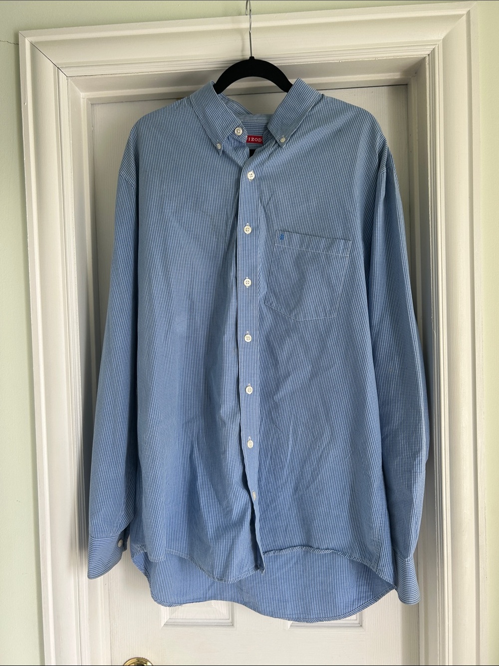 Mens IZOD Sky Blue Striped Button-Down Dress Shirt